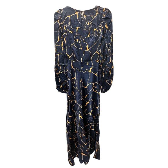 ASTR The Label Women's Suzy Satin Cutout Maxi Long Sleeve Dress in Navy Taupe - Picture 2 of 7